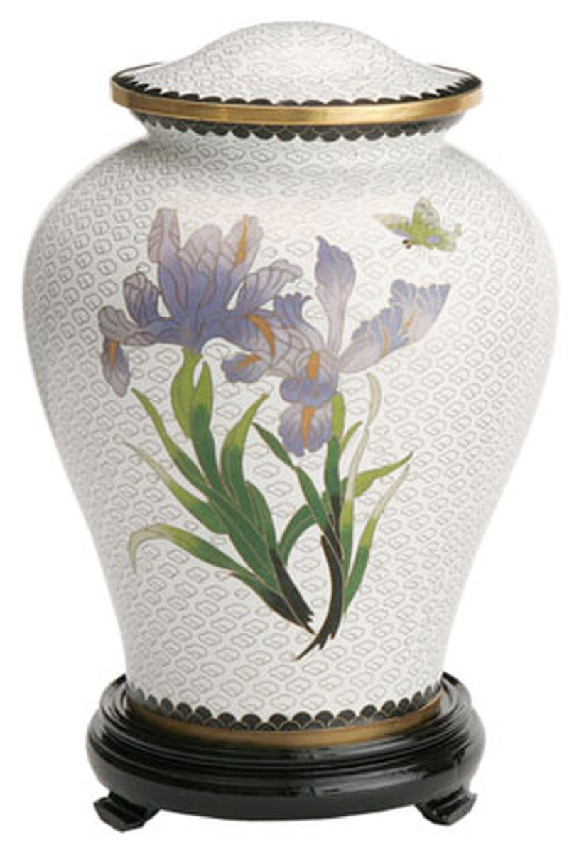 Cloisonné White Iris Urn