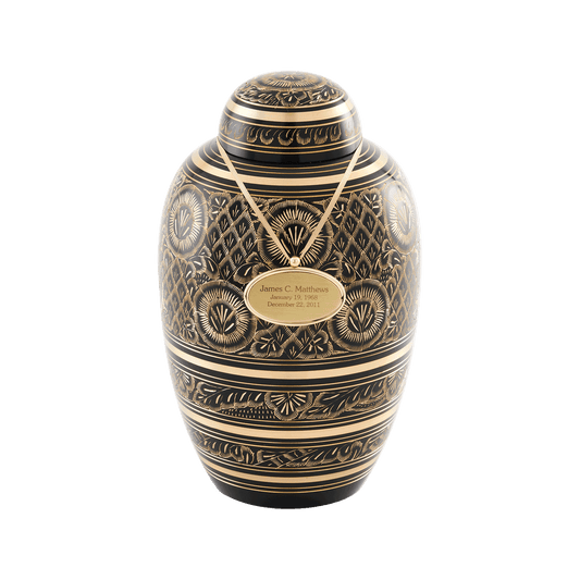 Midnight Ornate Large brass urn