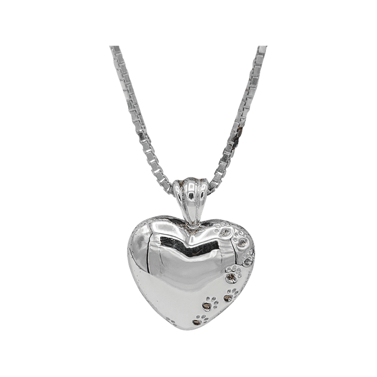 Heart with Paw Prints Pendant