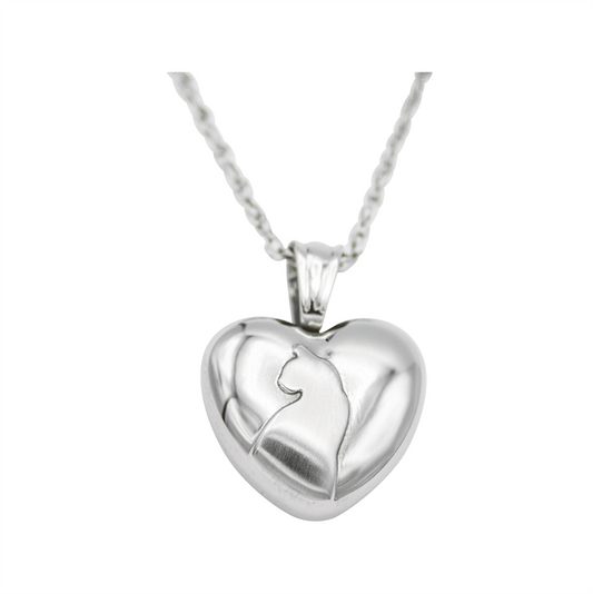 Heart with Cat Silhouette Keepsake Pendant
