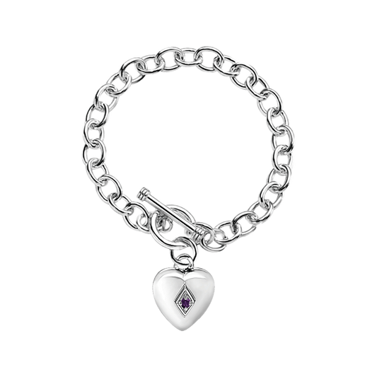 Toggle Heart Bracelet w/February Birthstone
