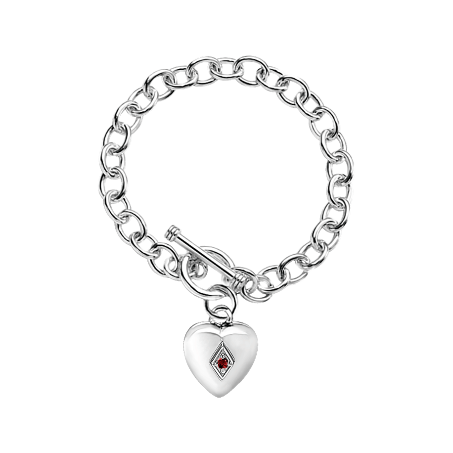 Toggle Heart Bracelet w/April Birthstone
