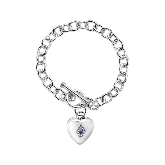Toggle Heart Bracelet w/September Birthstone